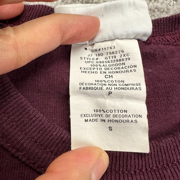 Champion Shirt Women Small S Burgundy Big Embroidered Chest Logo T-Shirt Ladies - Picture 7 of 11